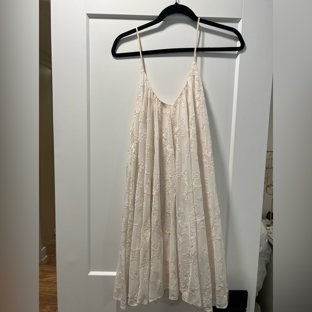 Zara Cream Embellished Spaghetti Strap Sundress